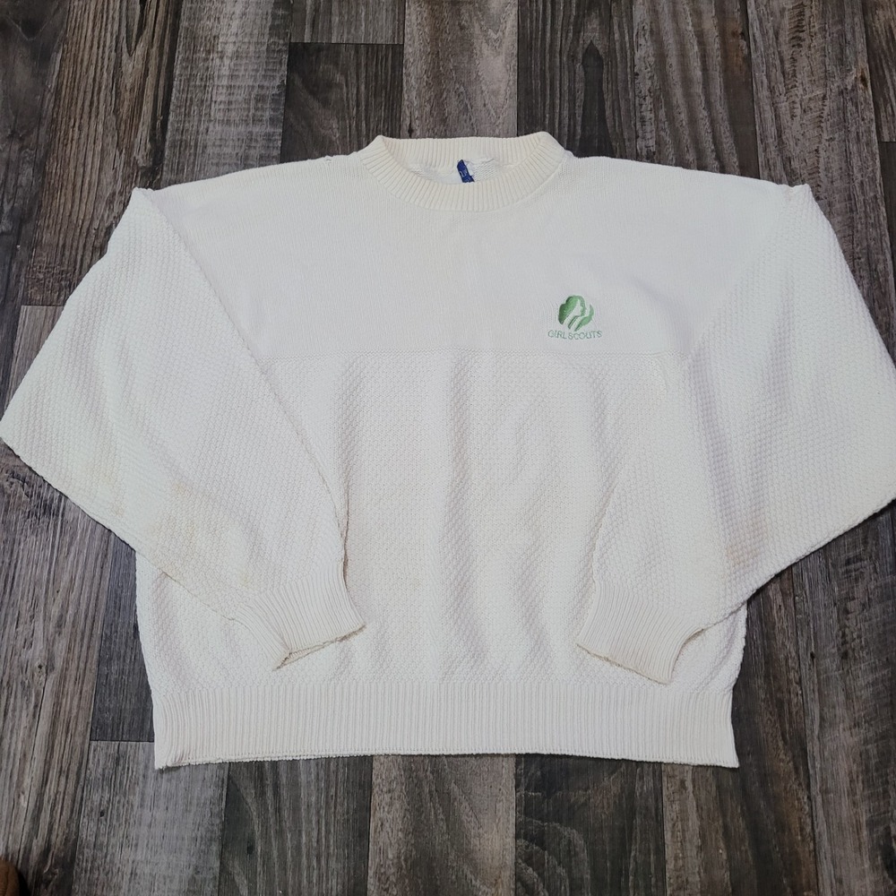 Vintage 90s Velva Sheen Girl Scouts Sweater Womens Large (Stains)
